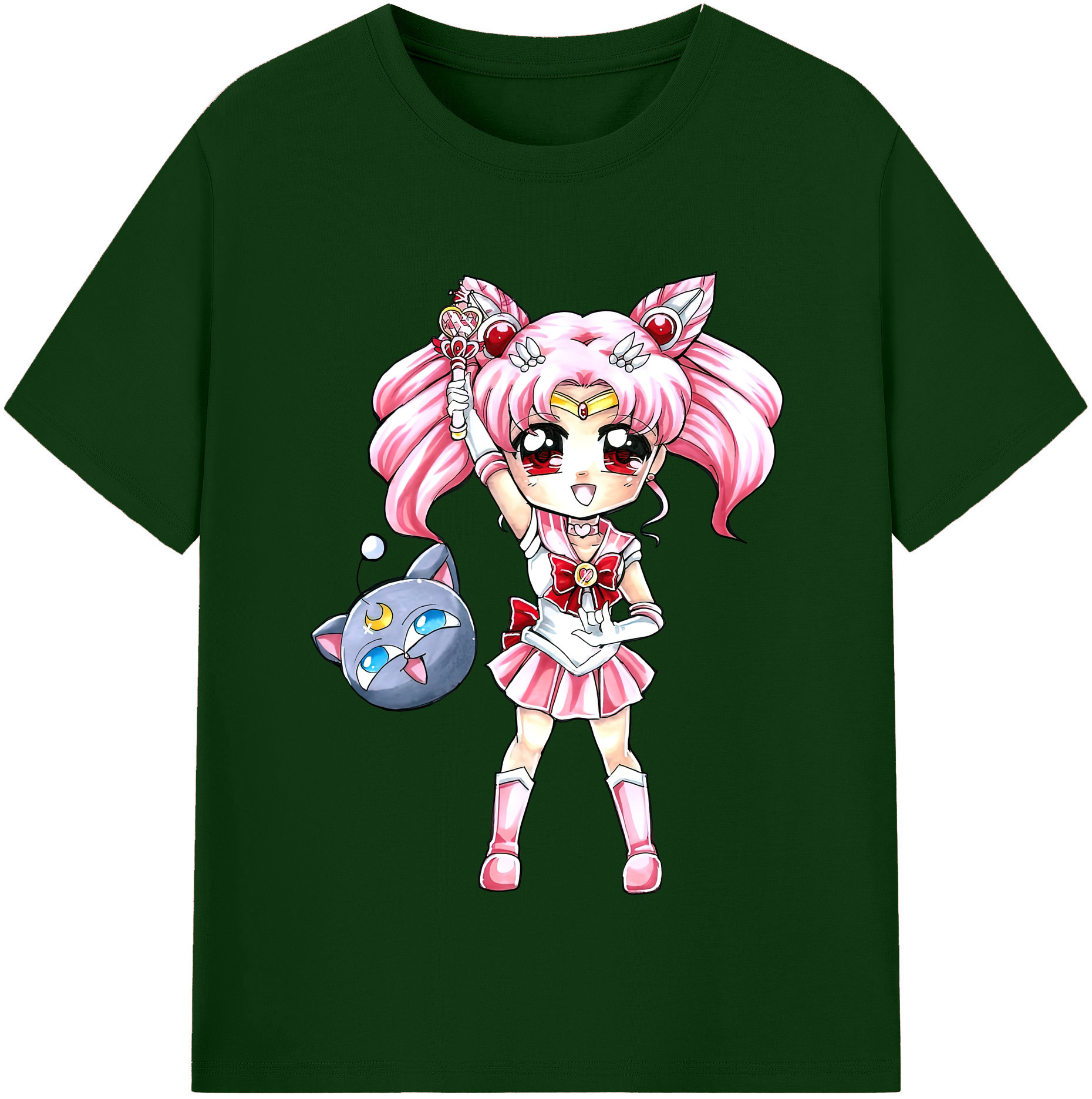 （画像用） 美少女戦士セーラームーン ちびうさ Sailor Moon Chibiusa Tsukino Usagi Small Lady Serenity 綿100％半袖Tシャツ（フロントプリント）